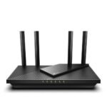 TP-Link Archer AX55 AX3000 Gigabit Dual-Band Wi-Fi Router Price in BD - Black Wi-Fi 6 dual-band router featuring four external high-gain antennas and front status LEDs.