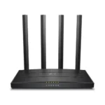 TP-Link Archer C6U AC1200 Dual-Band Gigabit WiFi Router Price in BD - Top view of textured black router with four external antennas and USB port