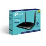 TP-Link Archer MR200 AC750 Dual Band 4G LTE Router Price in BD - Sleek black dual-band 4G SIM Wi-Fi router with two detachable external antennas and status LED lights.