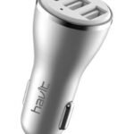 Havit H212 3 USB Ports Car Charger Price in BD - Front view of black Havit H212 triple USB port car charger adapter