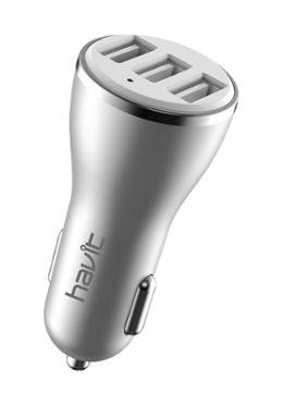 Havit H212 3 USB Ports Car Charger Price in BD - Front view of black Havit H212 triple USB port car charger adapter