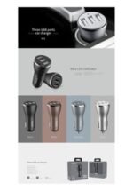 Havit H212 3 USB Ports Car Charger Price in BD - Front view of black Havit H212 triple USB port car charger adapter