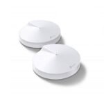 TP-Link Deco M5 AC1300 Dual-Band Mesh Router (2 Pack) Price in BD - Pair of sleek white circular disc-shaped Deco M5 mesh nodes side by side.