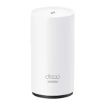 TP-Link Deco X50-Outdoor AX3000 Dual-Band Mesh Router (1 Pack) Price in BD - Compact white outdoor weatherproof Wi-Fi 6 mesh router mounted on a wall pole.