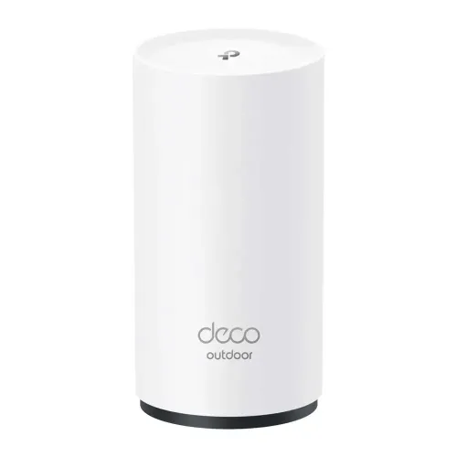 deco-x50-001-500x500 TP-Link Deco X50-Outdoor AX3000 Dual-Band Mesh Router (1 Pack) Price in BD - Compact white outdoor weatherproof Wi-Fi 6 mesh router mounted on a wall pole.