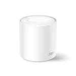 TP-Link Deco X50 AX3000 Dual Band Mesh Router 1 Pack showing single white cylindrical tower unit with rear triple gigabit ports