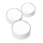 TP-Link Deco X50-PoE AX3000 Dual-Band Mesh Router (3 Pack) Price in BD - Three ceiling-mountable white Wi-Fi 6 mesh router units