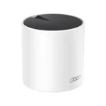 TP-Link Deco X55 AX3000 Dual-Band Mesh Router (1-Pack) Price in BD - Front view of cylindrical white Wi-Fi 6 mesh unit with Gigabit ports