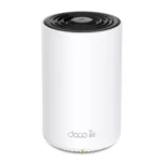 TP-Link Deco XE75 AXE5400 Tri-Band Wi-Fi 6E Mesh Router (1-pack) Price in BD - Front view of white cylindrical Wi-Fi 6E mesh router unit