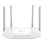 TP-Link EC220-G5 V3 AC1200 Dual-Band Gigabit Router in black design featuring external antennas and gigabit ethernet ports