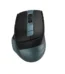 A4TECH FB35CS Fstyler silent wireless mouse in midnight green matte finish, showcasing its contoured ergonomic thumb rest, silent click main buttons, and multi-device connection indicator lights