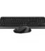 A4TECH FG-1010 Wireless Combo in sleek grey-black finish showcasing its full-size multimedia keyboard, matching optical mouse with rubber side grips, and compact USB receiver dongle