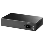 Cudy FS1010PG 10 port desktop unmanaged PoE plus network switch with an industrial black metal housing showing eight yellow bordered PoE ports two dedicated Gigabit uplink interfaces and status indicator LEDs on a clean white background