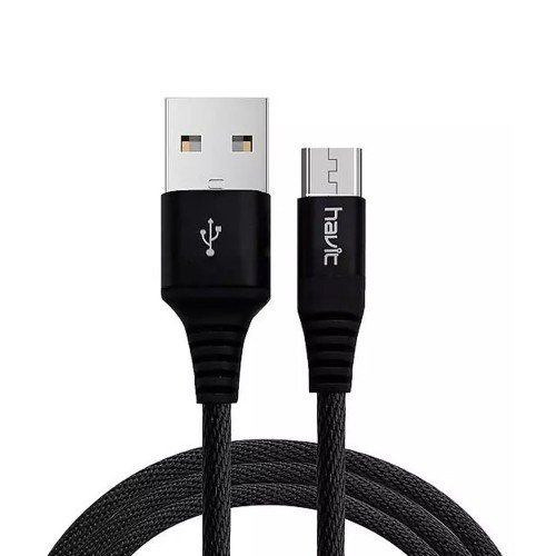 HAVIT H61 1.2M Micro USB Cable Price in BD - Front layout view of HAVIT H61 1.2M Micro USB fast charging and data cable