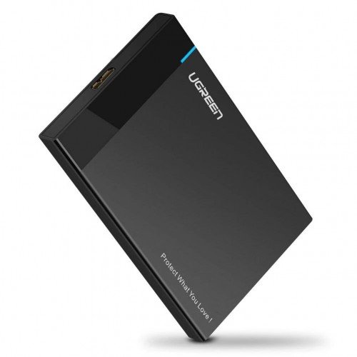 UGREEN 30848 US221 USB 3.0 2.5-inch SATA hard drive enclosure, portable external HDD/SSD case with shock-absorbent foam padding
