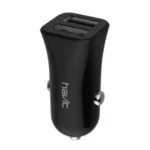 HAVIT H236 Dual USB Port Car Charger Price in BD - Front view of sleek compact HAVIT H236 dual USB port car charger adapter