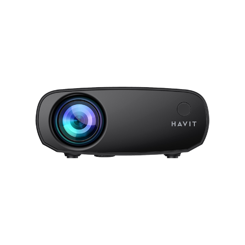 havit-pj207-portable-projector-01-500x500 Havit PJ207 160 Lumens HD Portable Projector Price in BD - Front view of ultra-compact white Havit PJ207 HD Wi-Fi projector