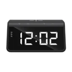 Havit W320 15W Wireless Charger with Alarm Clock Price in BD - Front view of black Havit W320 15W wireless charging station with digital clock and RGB light