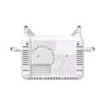 White Tenda HG10C AC1200 Dual Band Wi-Fi XPON ONT Router unit showing its compact body layout front status LED indicator lamps four tall adjustable external antennas and rear fiber connection port along with Gigabit LAN interfaces