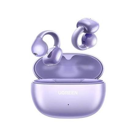 UGREEN 55430 HiTune S3 Open-Ear Clip True Wireless Earbuds in a pastel purple finish, displayed with their compact charging case