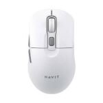 Havit MS59WB Dual Mode Wireless Mouse Price in BD - Top view of Havit MS59WB dual-mode Bluetooth and 2.4GHz wireless mouse in white and gray finish