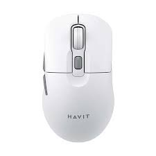 Havit MS59WB Dual Mode Wireless Mouse Price in BD - Top view of Havit MS59WB dual-mode Bluetooth and 2.4GHz wireless mouse in white and gray finish