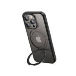UGREEN 25528 LP763 magnetic protective case for iPhone 15 Pro, featuring an integrated metal kickstand, shockproof clear body, and MagSafe charging ring