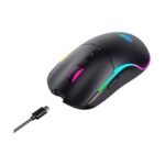 Havit MS1020WB Tri Mode Gaming Mouse Price in BD - Top angled view of Havit MS1020WB tri-mode wireless gaming mouse with RGB backlighting
