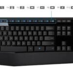 Logitech MK345 Wireless keyboard and mouse desktop combo pack with full size black membrane keys layout integrated textured palm rest dedicated audio media shortcuts 1000 dpi optical mouse tracking sensor and single usb nano dongle receiver setup