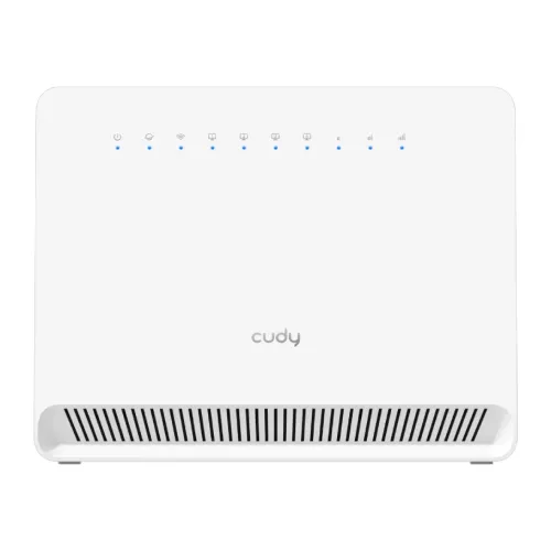lt400e-4g-01-500x500 Cudy LT400E 4G 300 Mbps SIM Supported Wireless Router showing sleek black body with four tall external antennas and rear SIM card slot with ethernet ports