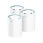 Cudy M1200 AC1200 Dual-Band Whole Home Mesh Wi-Fi Router 3-pack showing three clean white cylindrical units designed for seamless network coverage