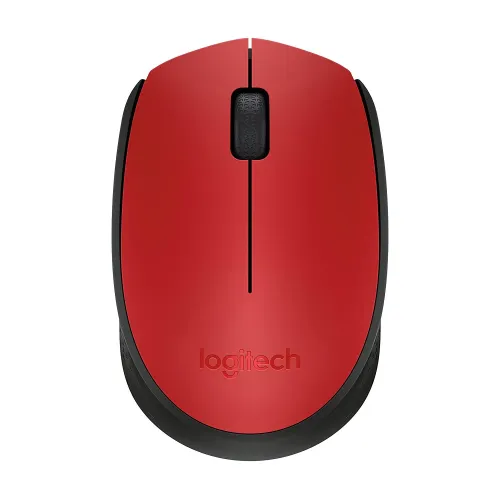 Logitech M171 wireless optical mouse in a sleek dark grey finish showcasing its compact symmetrical body profile and the small plug-and-forget USB nano receiver layout