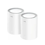 Cudy M3000 AX3000 2.5G Dual-Band Wi-Fi 6 Whole Home Mesh Router 2-pack showing two clean white cylindrical units designed for seamless network coverage