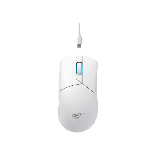 Havit MS1038WB Tri Mode Gaming Mouse Price in BD - Top angled view of Havit MS1038WB tri-mode wireless gaming mouse with RGB backlighting