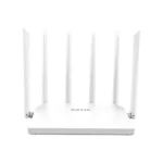 Netis NC63 AC1200 Dual-Band Gigabit Wi-Fi Router in black design featuring external high-gain antennas and gigabit ethernet ports