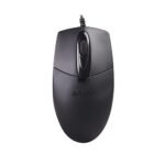 A4TECH OP-720 1200 DPI USB Optical Mouse displaying its classic full-sized black symmetrical body with a textured dust-resistant scroll wheel