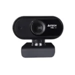 A4TECH PK-825P High HD Webcam in matte black showcasing its compact rectangular camera body, anti-glare lens structure, integrated microphone port, and adjustable monitor mounting base