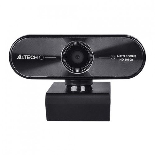 A4TECH PK-940HA Full HD Auto-Focus webcam in sleek matte black showing its advanced auto-focus lens, integrated sliding privacy cover, and secure monitor mounting clip