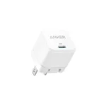 Anker PowerPort III 20W Cube in white showing its miniature square design layout single Type-C fast charging port and subtle gray Anker brand logo print