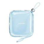 Joyroom JR-L002 Jelly Series 10000mAh Fast Charging Power Bank enclosed within its official white retail packaging box showcasing its mini form factor, integrated Type-C cable loop handle, and 22.5W branding logos