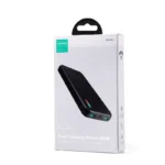 Joyroom JR-QP194 Dazzling Series 10000mAh Fast Charging Power Bank displaying its 4-color LED light bar capacity indicators, dual USB-A ports, micro-USB input, and high speed Type-C interface lines