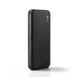 Joyroom JR-QP194 Dazzling Series 10000mAh Fast Charging Power Bank displaying its 4-color LED light bar capacity indicators, dual USB-A ports, micro-USB input, and high speed Type-C interface lines