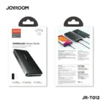 Joyroom JR-T012 Star Series 10000mAh Dual USB Ports Power Bank variants stacked together in clean white and deep black finishes showing their dual USB-A outputs, Type-C input, micro-USB input, and minimalist linear texture profiles