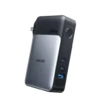 Anker 733 Power Bank GaNPrime PowerCore 65W A1651 premium space gray 2-in-1 hybrid charger showcasing its folding AC wall pins and triple device output port selection