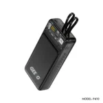 Geeoo P410 22.5W 20000mAh Power Bank featuring a compact premium portable external battery block with an integrated multi-cable layout, high-speed 22.5W USB and Type-C interfaces, and a clean numeric digital LCD percentage display