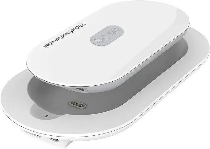 product_11418_main LDNIO PW501 Wireless Power Bank featuring a 2-in-1 desktop charging station dock and a detachable slim 5000mAh external battery block in a sleek white finish