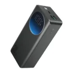 Joyroom JR-PBF03 Power Bank premium high capacity heavy duty 30000mAh portable 30W fast charging smartphone external backup block battery showing clean Dark Gray housing body layout with emergency flashlight and circular digital display view]