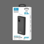 MOXX MP-PB20 Power Bank premium matte dark gray 20000mAh heavy duty portable 22.5W super fast external battery pack featuring a glossy digital screen numeric battery status window