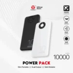 Fantech S1 10000mAh Power Bank premium high capacity portable ultra-thin slim mini travel charging bank in black and white options showing dual output usb ports layout separate type-c input gate and integrated unique circular smart led indicator display graphics view]