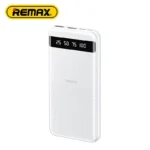 Remax RPP-10 10000mAh premium high capacity ultrathin fast charging portable power bank in black featuring hintom series dual output design smart numerical led battery level indicator and non slip fire retardant safety shell structure view]